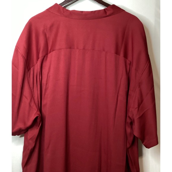 Cubavera Mens Burgundy Embroidered Short Sleeve Button Up Shirt - Picture 8 of 12